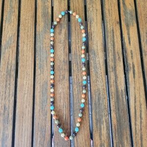 Vintage Multicolor Beaded Necklace Vibrant Boho Hippie Chic Approx 12" Layering